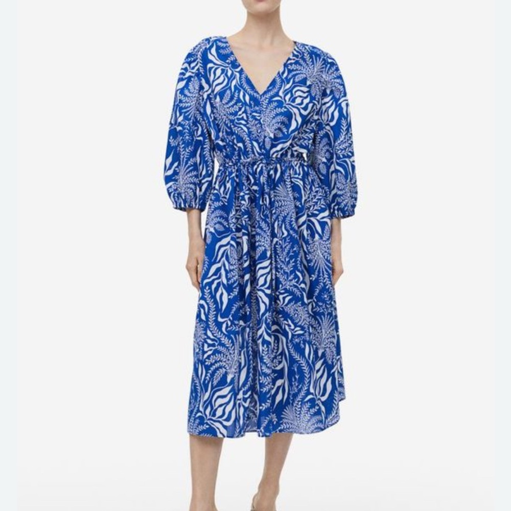 H&M Blue and White Midi Dress